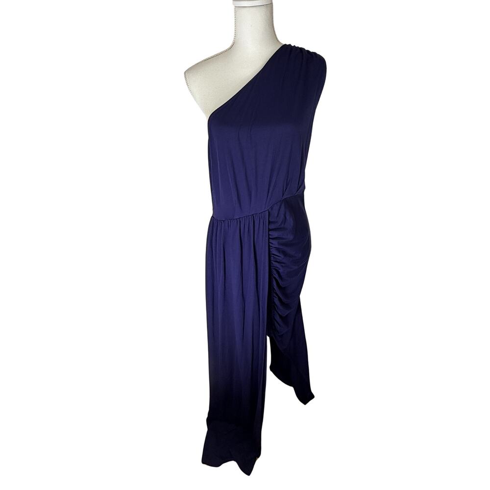 NWT Zesica Navy Blue One Shoulder Stretchy Side Zipper Maxi Dress Size XL